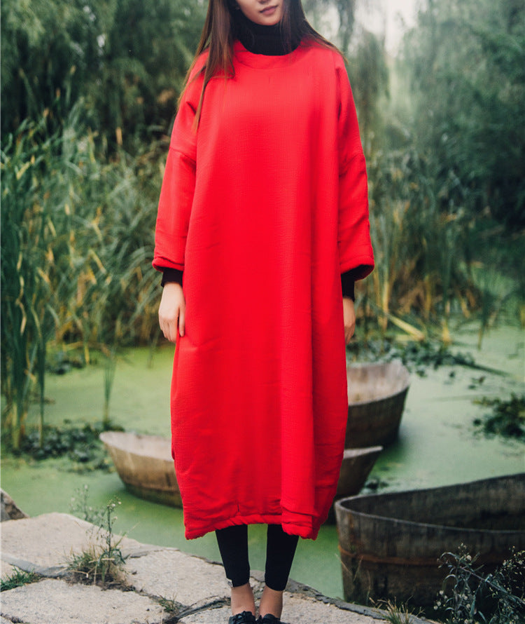 Túnica bordada de algodón y lino de gran tamaño