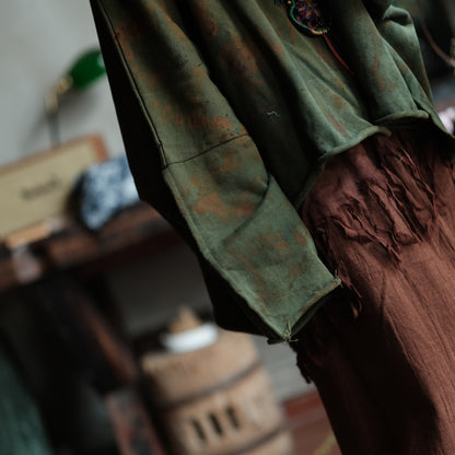 Terracotta Nomad Fringe Cotton-Linen Midi Skirt