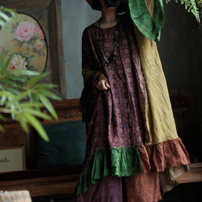 Mori Garden Patchwork Ramie Maxi Dress