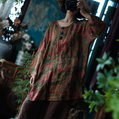 Women's Vintage Ramie Blouse | Oversized Lightweight Natural Shirt