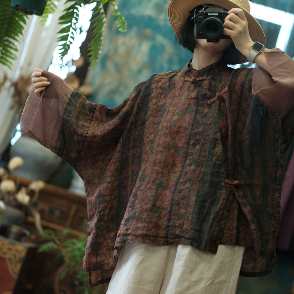 Blusa vintage de ramio tierra