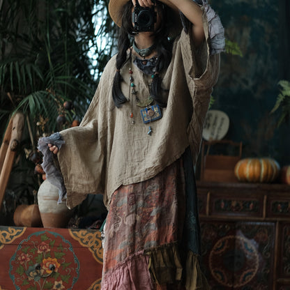 Blusa de lino patchwork Heritage