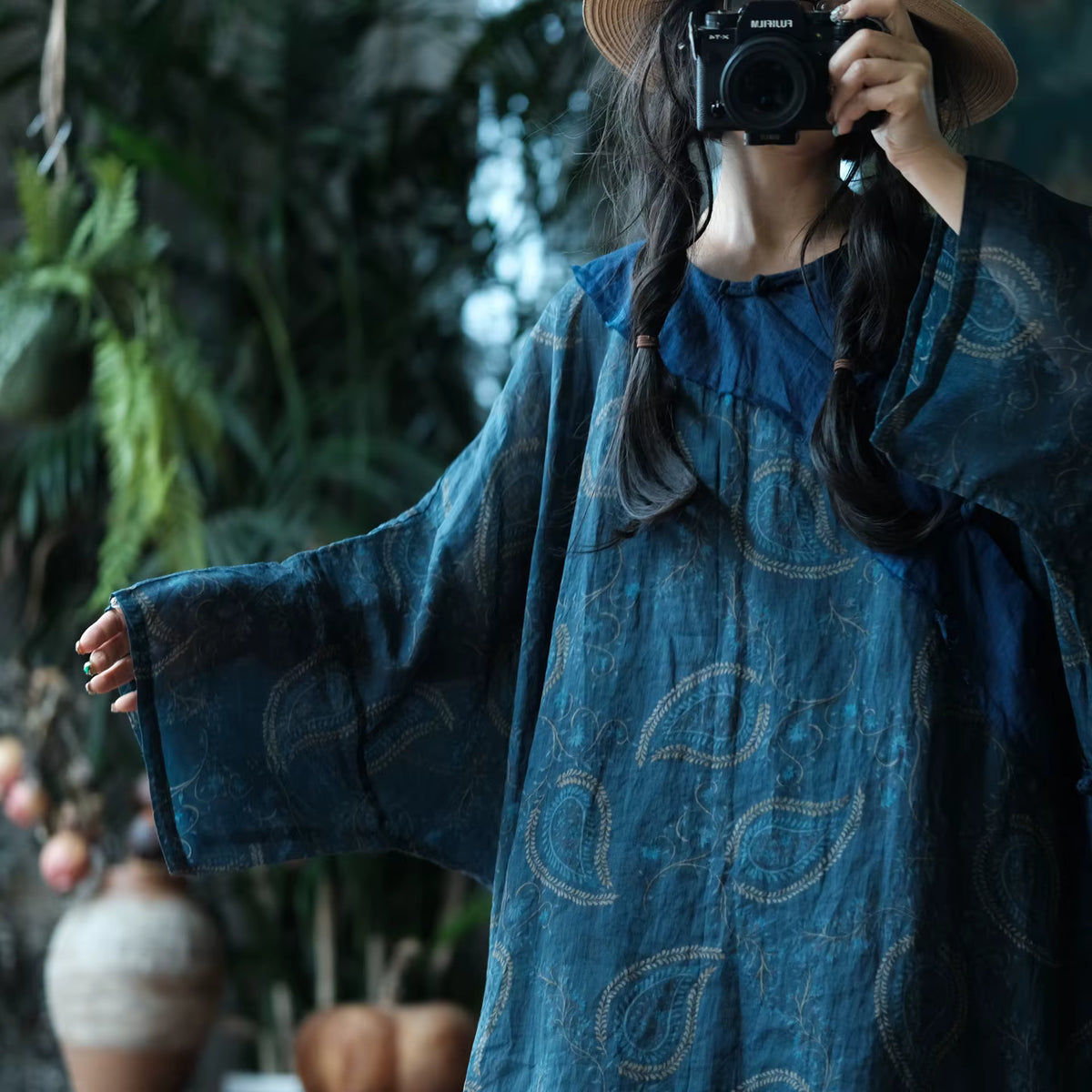 Vintage Ink Garden Linen Dress