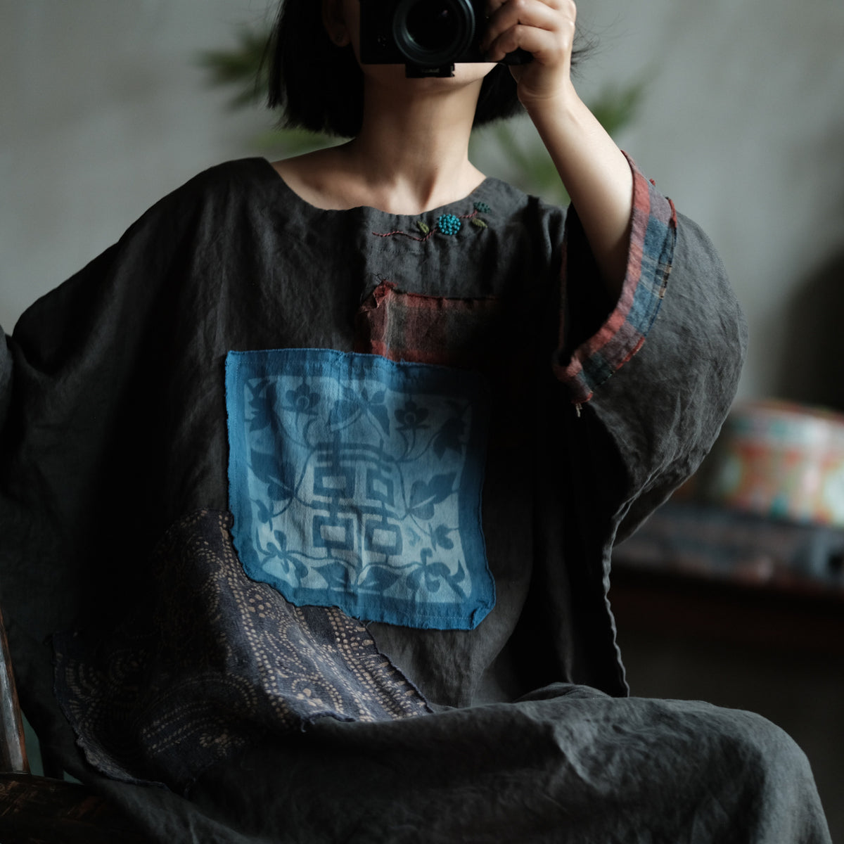 Indigo Relic Linen Dress