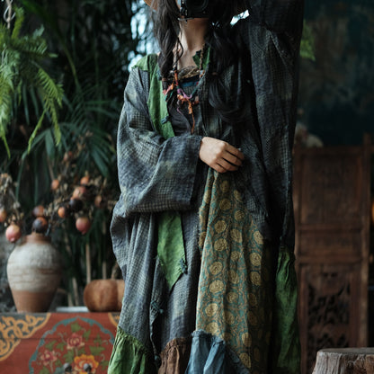 Vestido de ramio Forest Patchwork