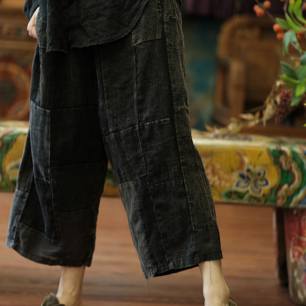 Pantalones de primavera de patchwork vintage