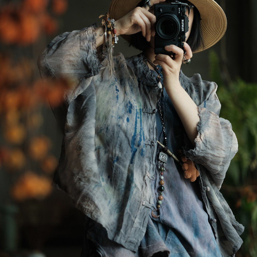 Stone Mist Ramie Batwing Jacket