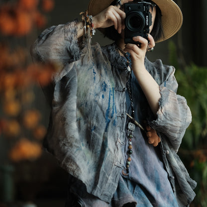 Stone Mist Ramie Batwing Jacket
