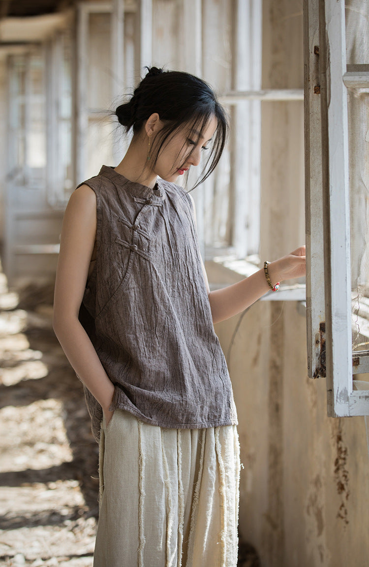 Blusa de lino con cruces vintage