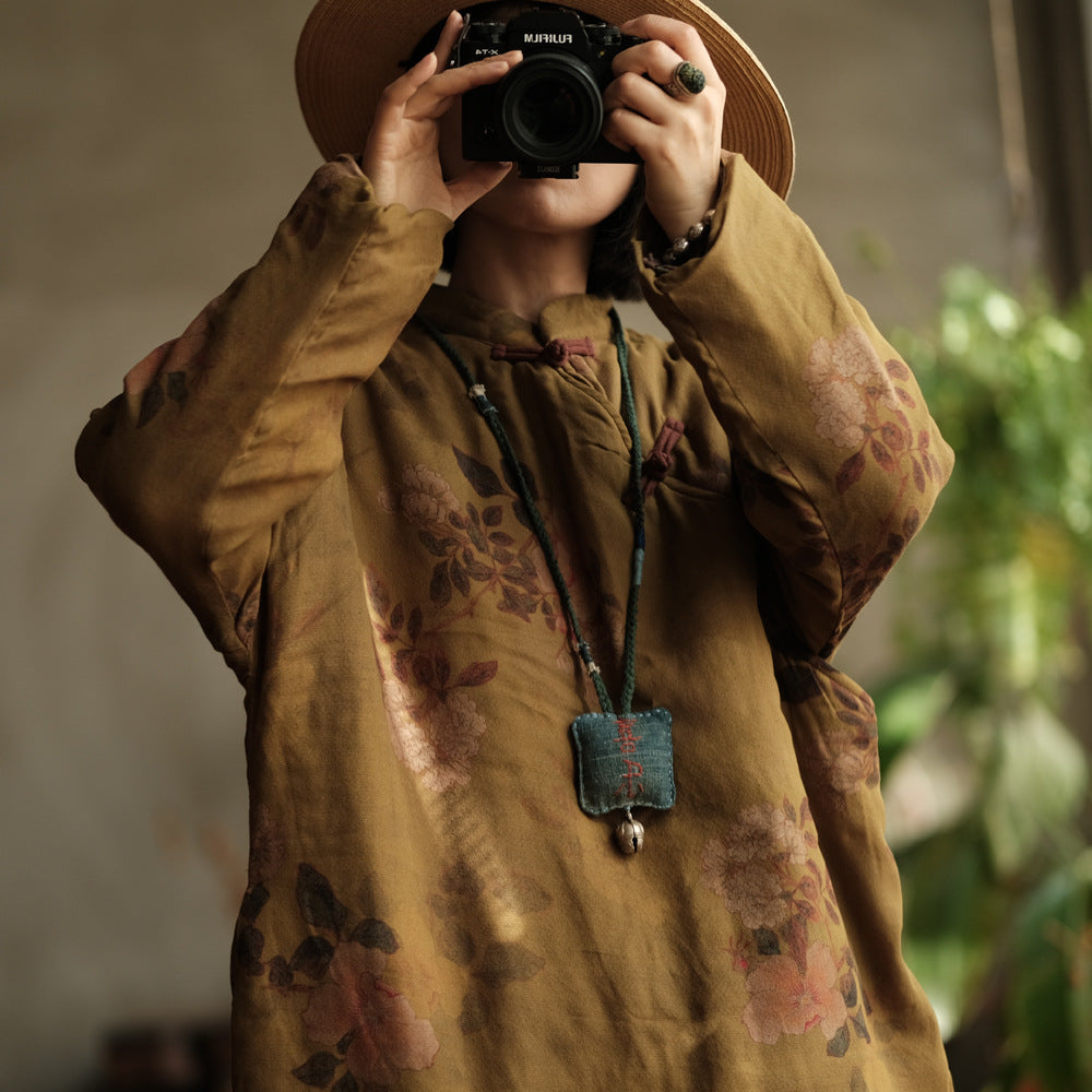 Vestido-túnica Vintage Bloom con detalle de botones