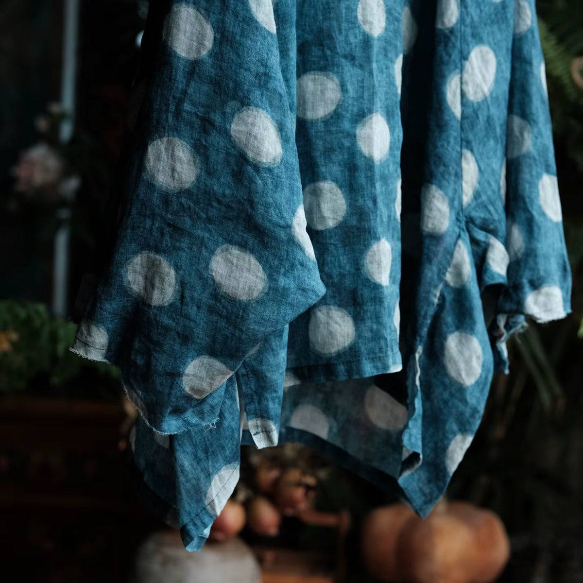 Dotted Ramie Batwing Blouse