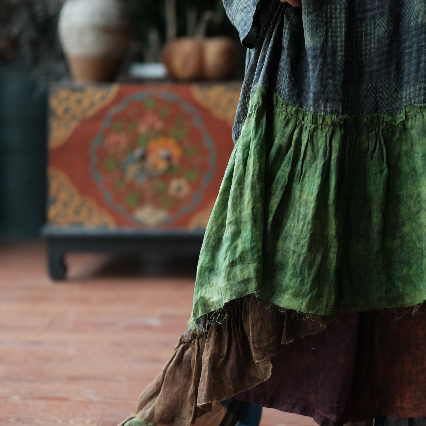 Forest Patchwork Ramie Dress