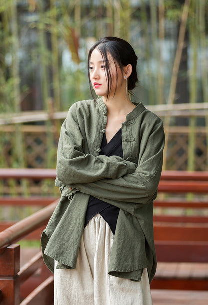 Chaqueta de lino de gran tamaño Nature