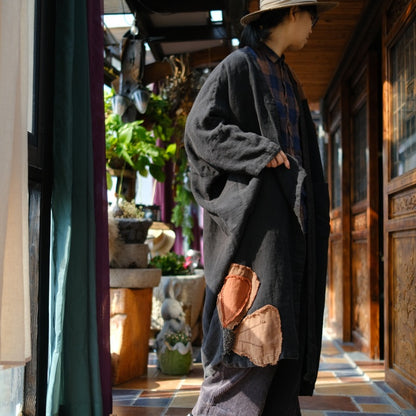 Vestido de lino con patchwork vintage