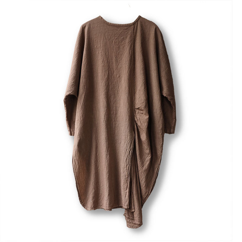 Blusa de algodón y lino con abertura larga