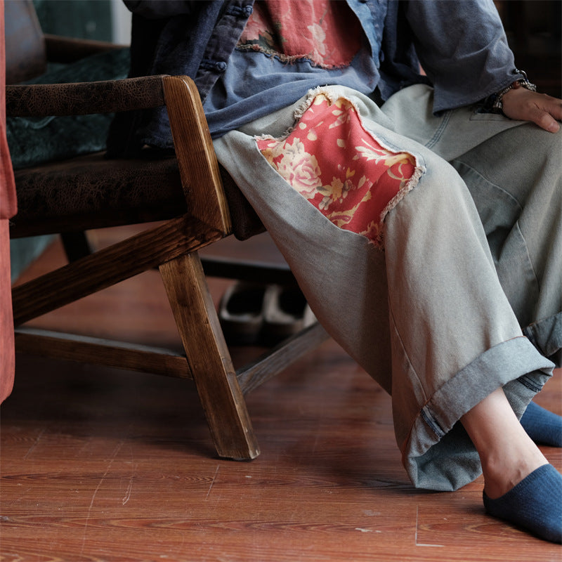 Pantalones vaqueros de patchwork Vintage Bloom