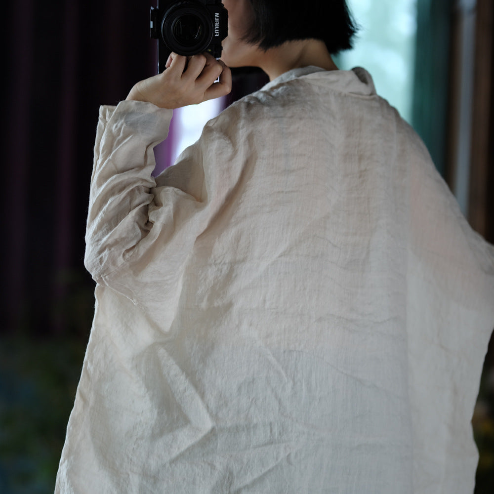 Camisa vintage de lino de gran tamaño