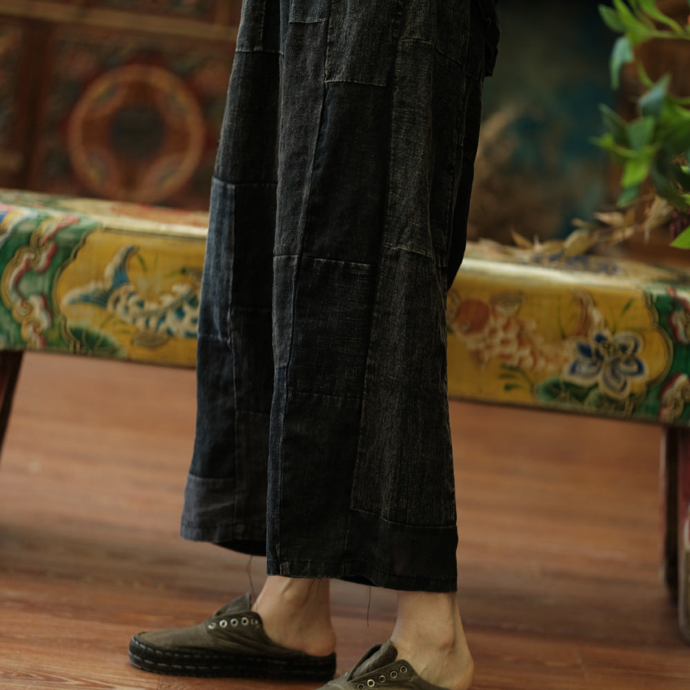 Pantalones de primavera de patchwork vintage