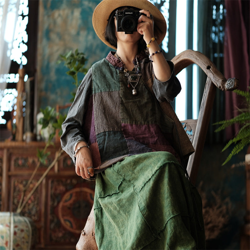 Chaleco cruzado de patchwork vintage