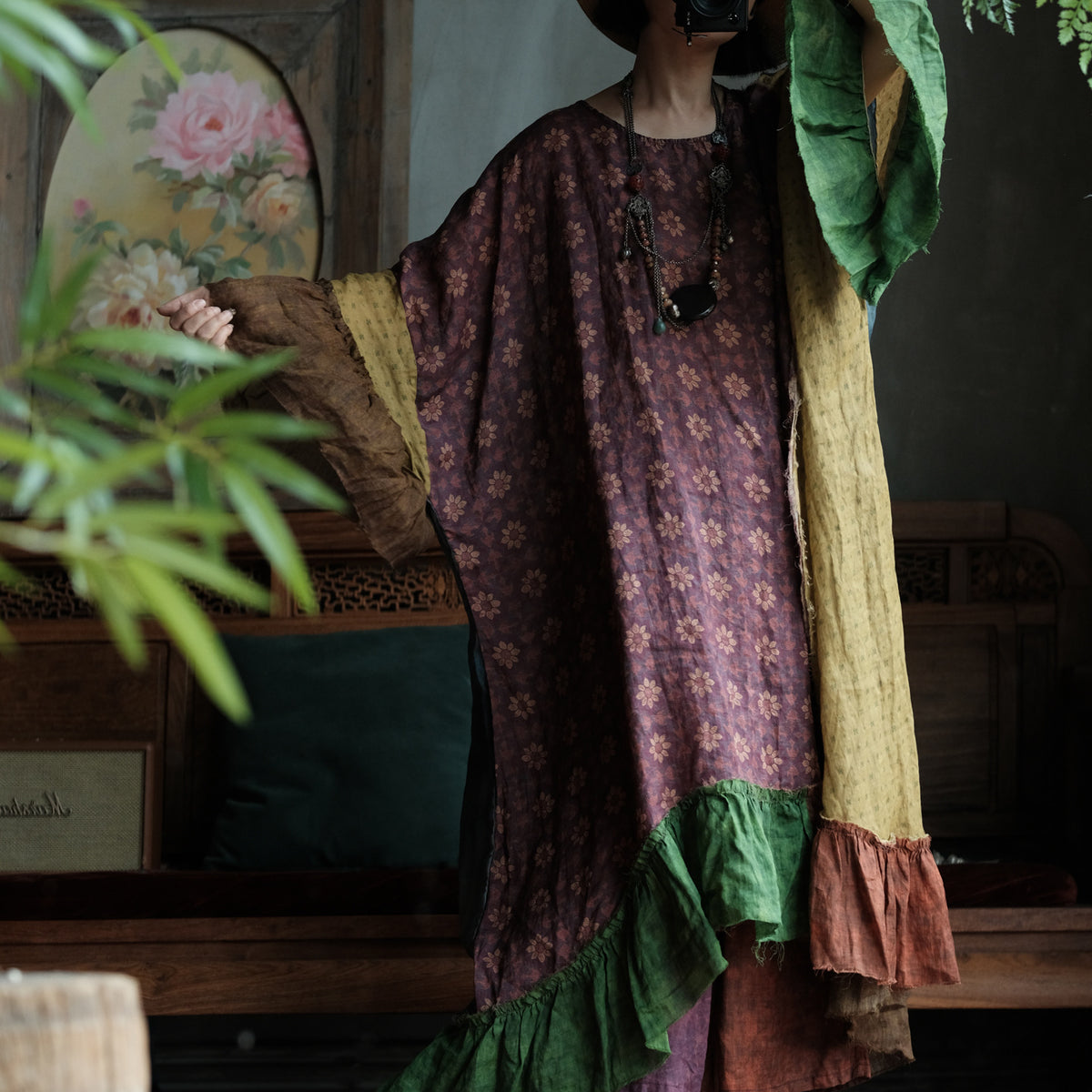 Mori Garden Patchwork Ramie Maxi Dress
