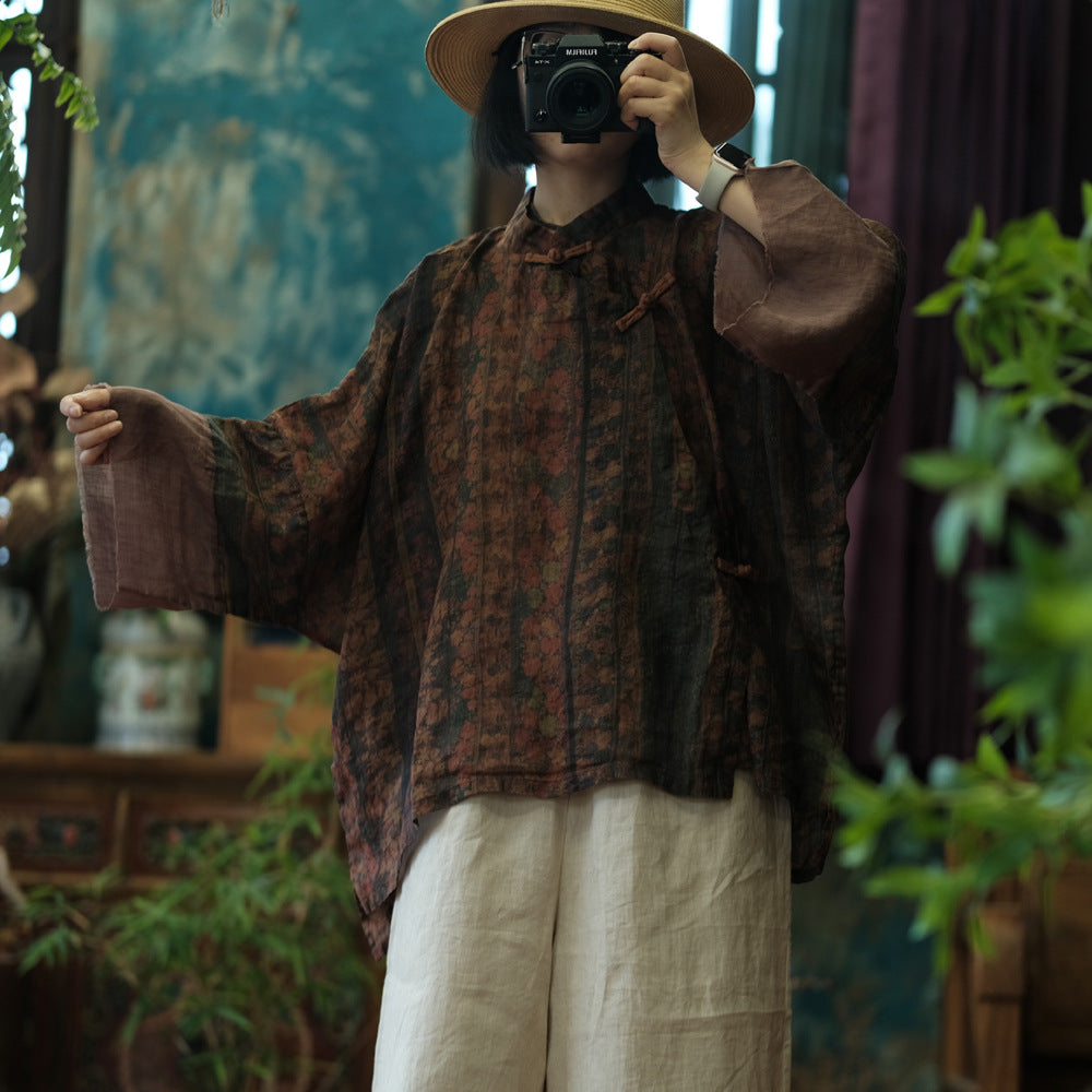 Blusa vintage de ramio tierra