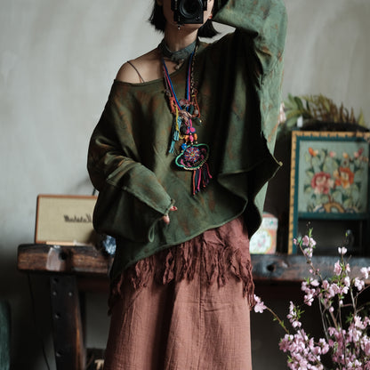 Moss Ember Oversized Cotton Top