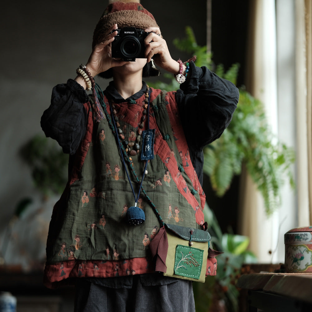 Chaleco de lino con figura vintage