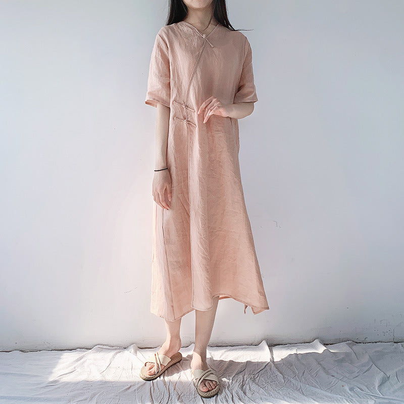 Túnica vintage de ramio con cuello en V