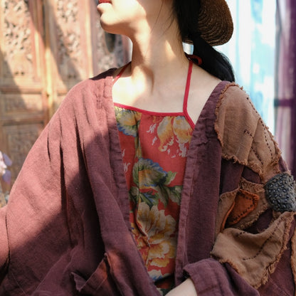Vestido de lino con patchwork vintage