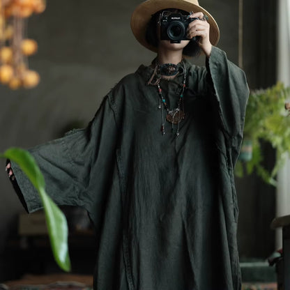 Shadow Moss Oversized Linen Dress