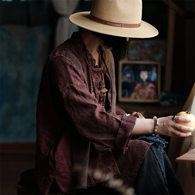 Chaleco de lino con patchwork vintage