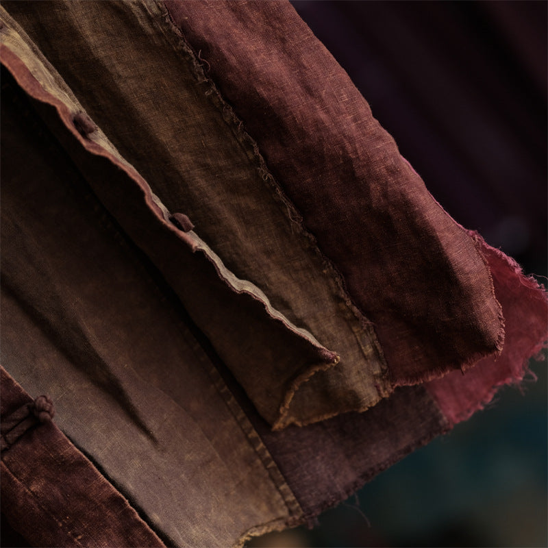 Chaleco de lino con patchwork vintage