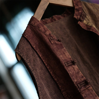 Chaleco de lino con patchwork vintage