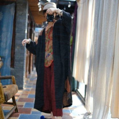 Vestido de lino con patchwork vintage