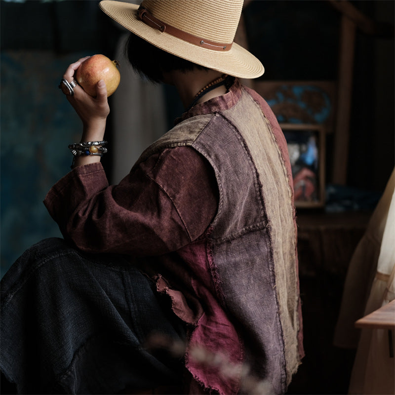 Chaleco de lino con patchwork vintage