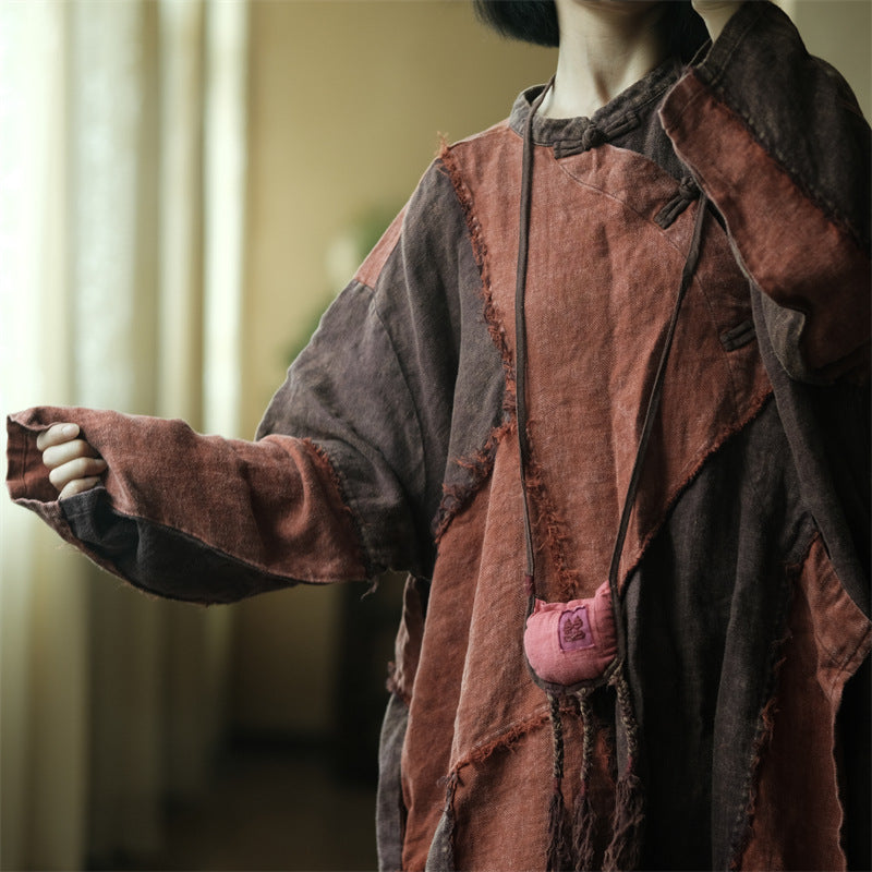 Vestido de lino con patchwork vintage