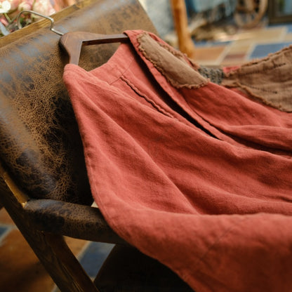 Vestido de lino con patchwork vintage