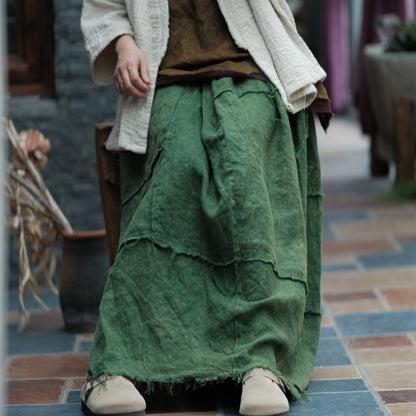 Vintage Linen Breeze Maxi Skirt