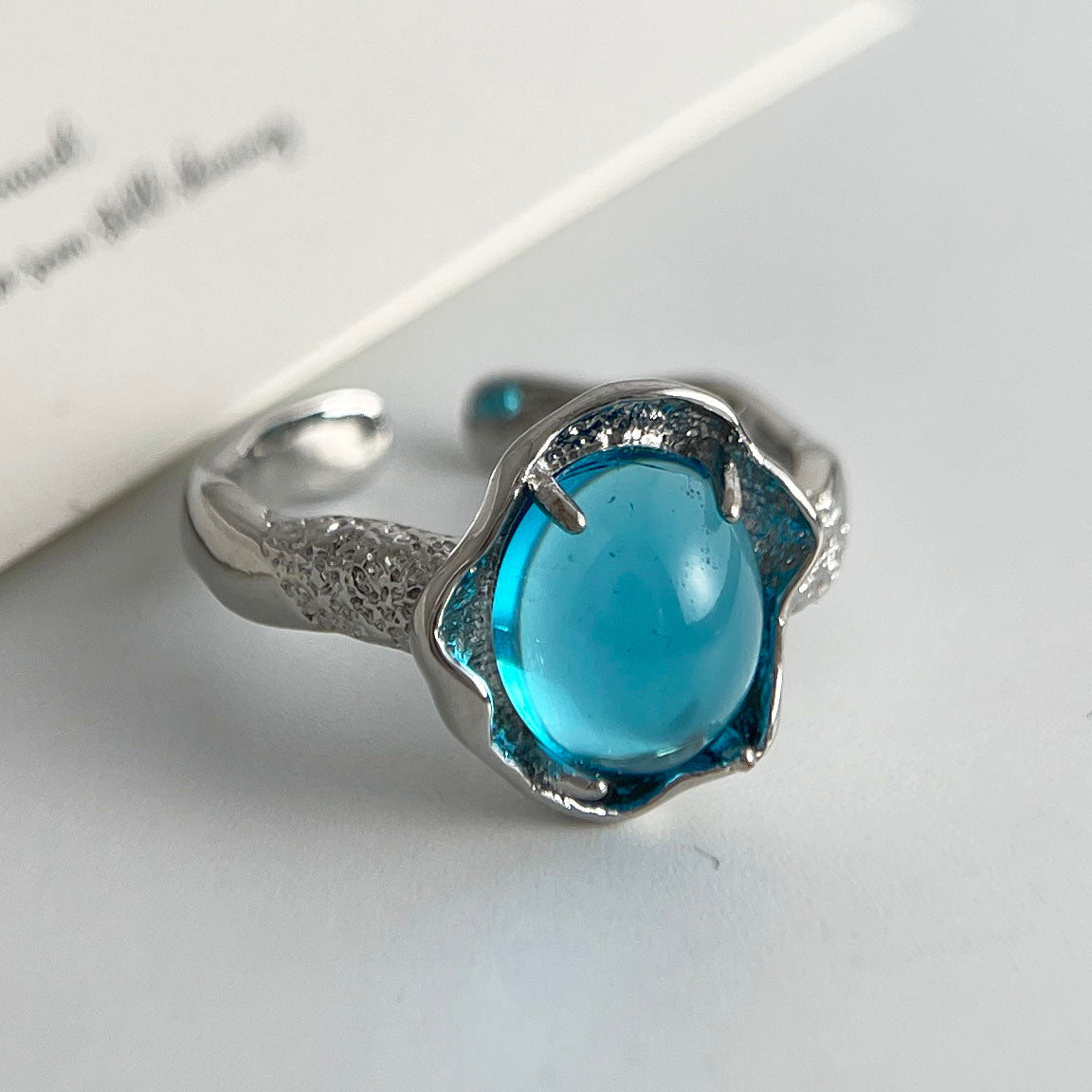 Juego de anillos minimalistas de piedra lunar en plata de ley 925 hechos a mano