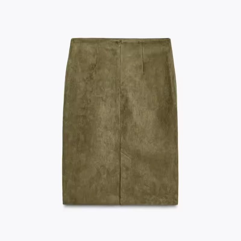 Chaqueta de ante con solapa de manga larga y pantalones cortos de cintura alta para mujer | Estilo urbano vintage 2025