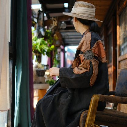 Vestido de lino con patchwork vintage