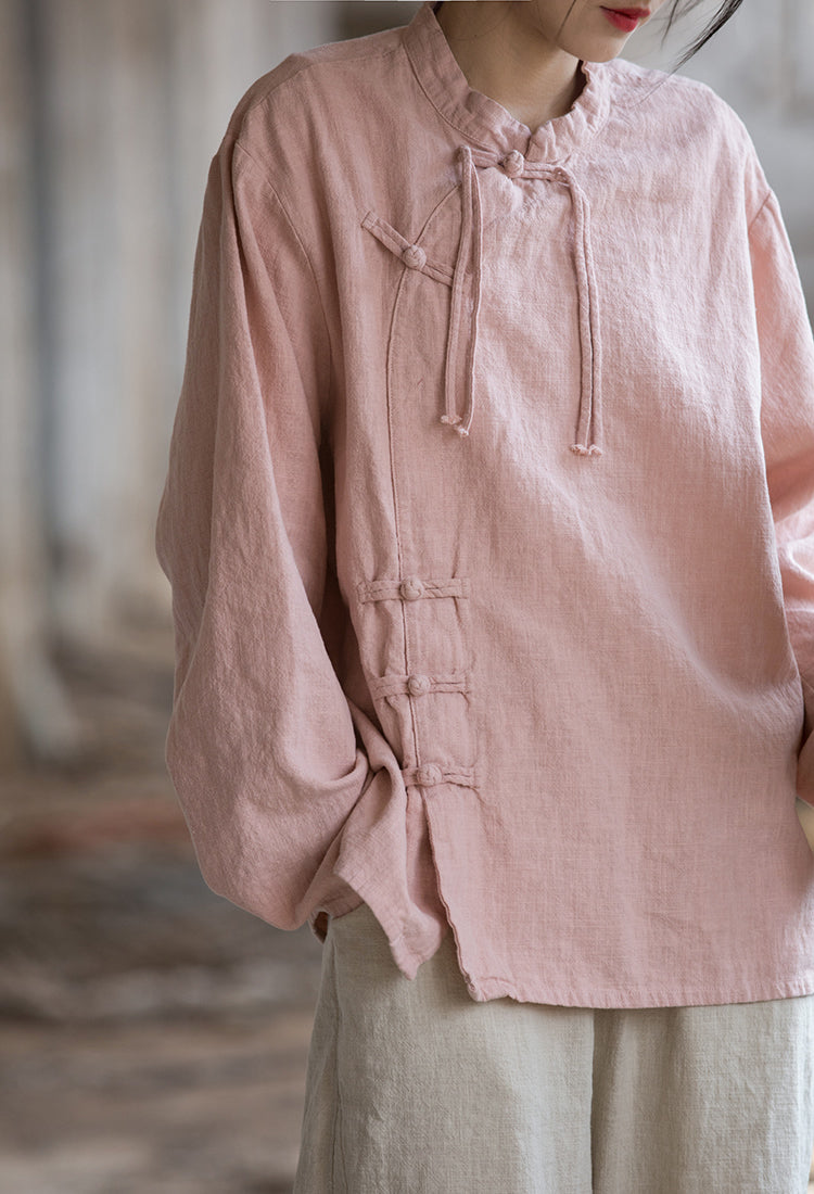 Blusa de lino con cruz de loto