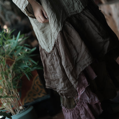 Earthfall Patchwork Linen Dress