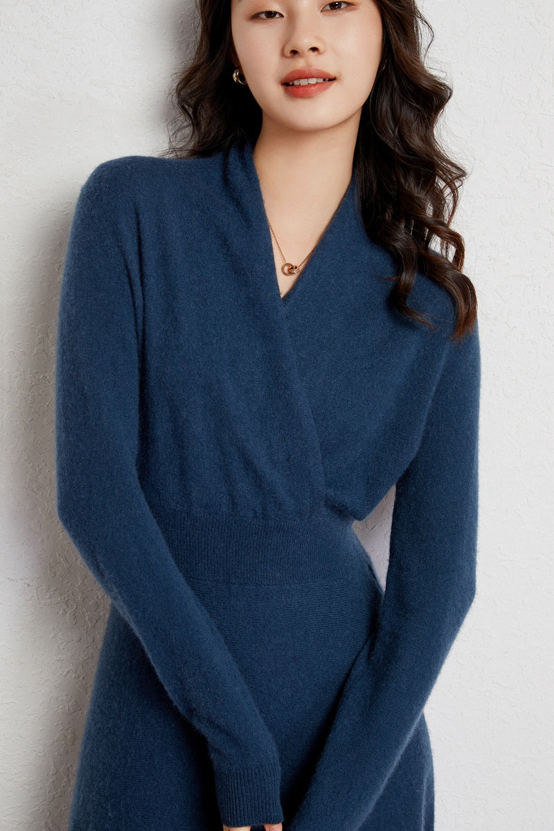 Vestido elegante de cachemira con volantes