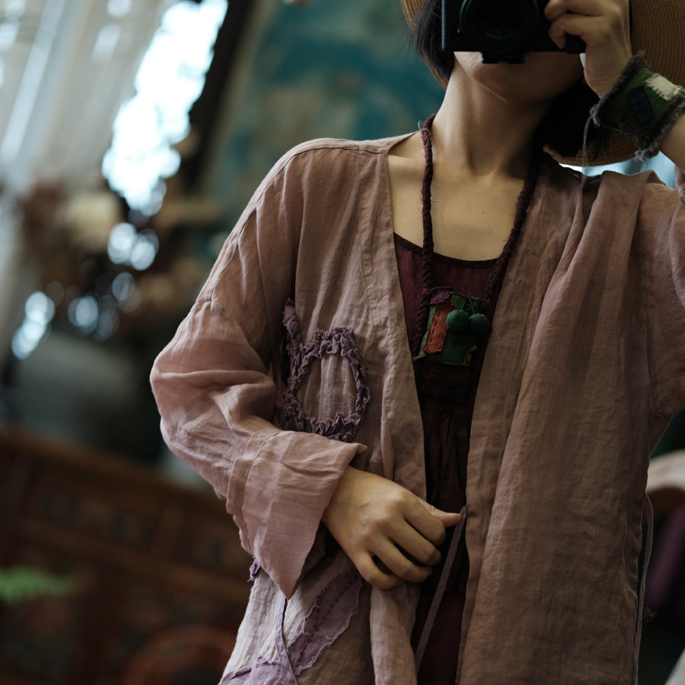 Blusa vintage de ramio con flores