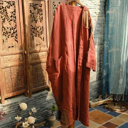 Vestido de lino con patchwork vintage