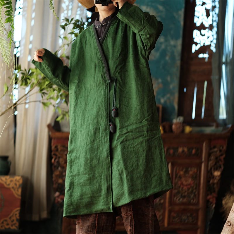 Chaqueta de lino vintage con accesorios de tela para atar