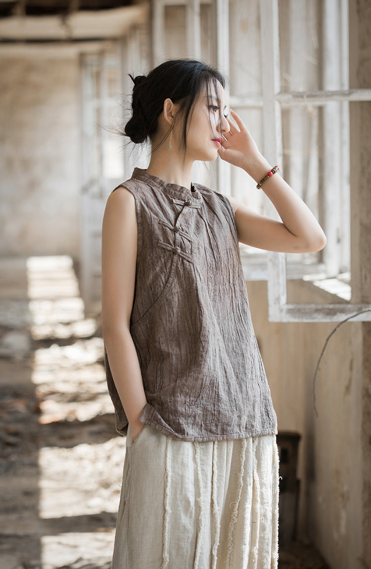 Blusa de lino con cruces vintage