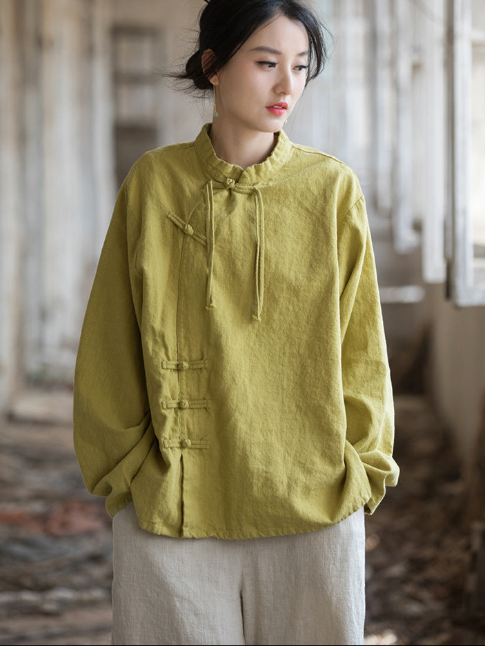 Blusa de lino con cruz de loto