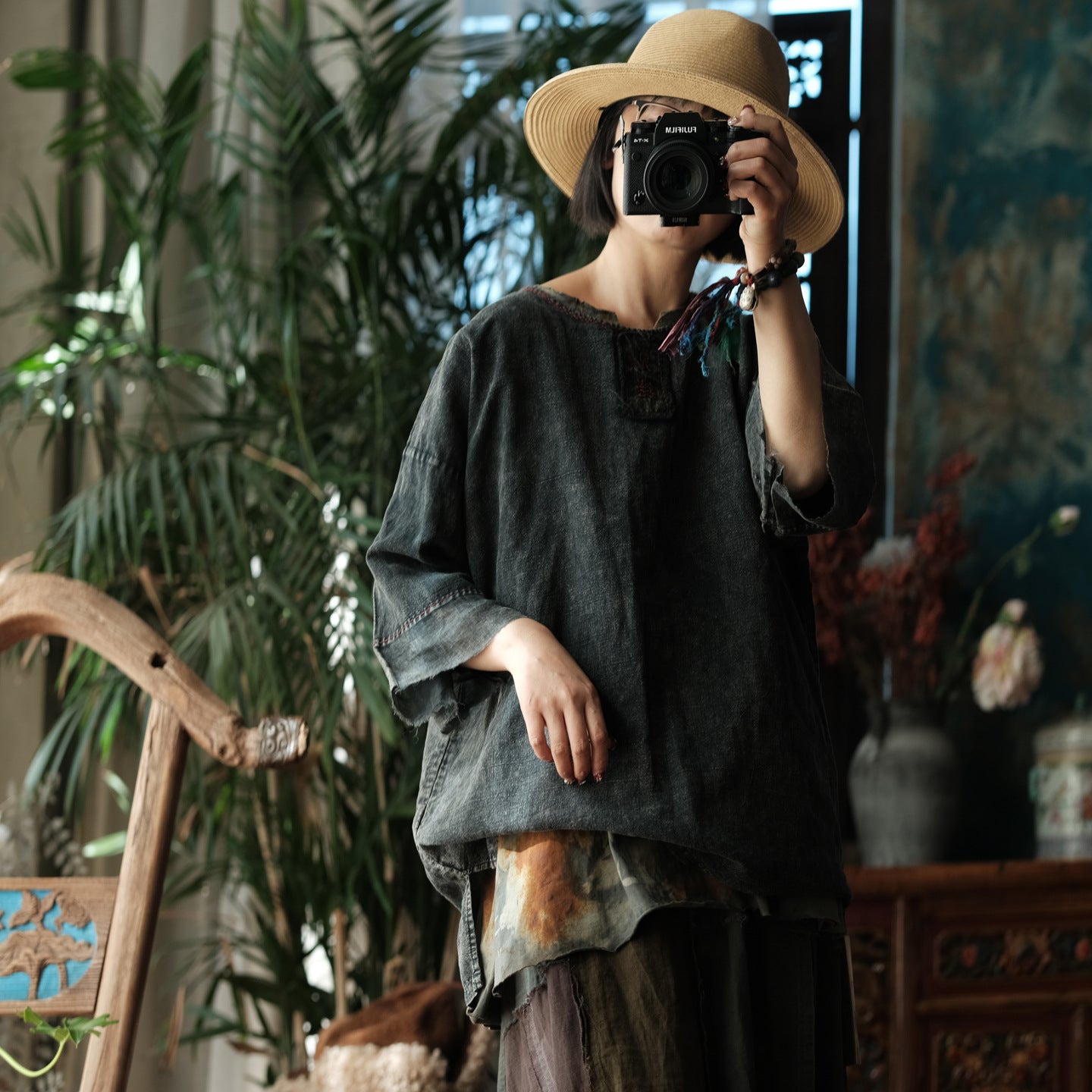 Midnight Linen Blouse